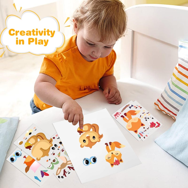 Tiaronics 30Pack Make A Woodland Creatures Stickers - Party Supplies for Baby Showers & Birthdays, Includes Fox, Owl, Bear, Squirrel, Deer, Raccoon - Image 2